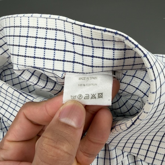 Ermenegildo Zegna White Windowpane Dress Shirt Mens 18.5 47 Pocket French Cuff - Picture 5 of 9